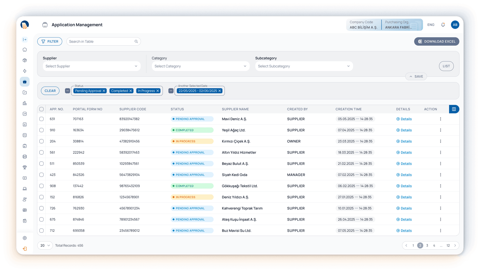 Supplier Application Management
